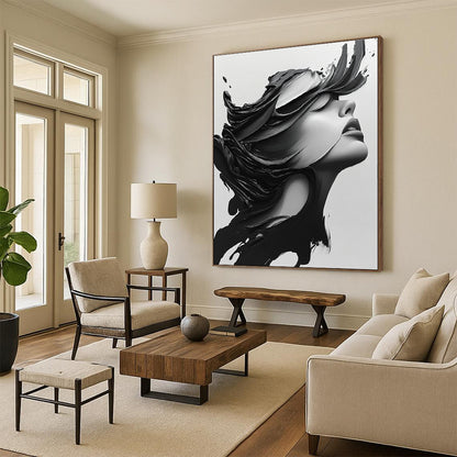 Dynamic Black and White Portrait Bold Art for Modern Home Studio & Edgy Urban Loft STSC1469