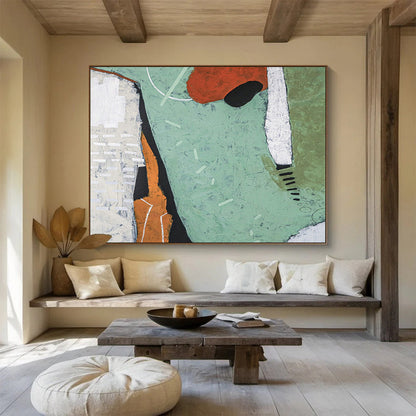 Green - Orange Abstract Art for Bohemian - Style Yoga Studio DLZ2951