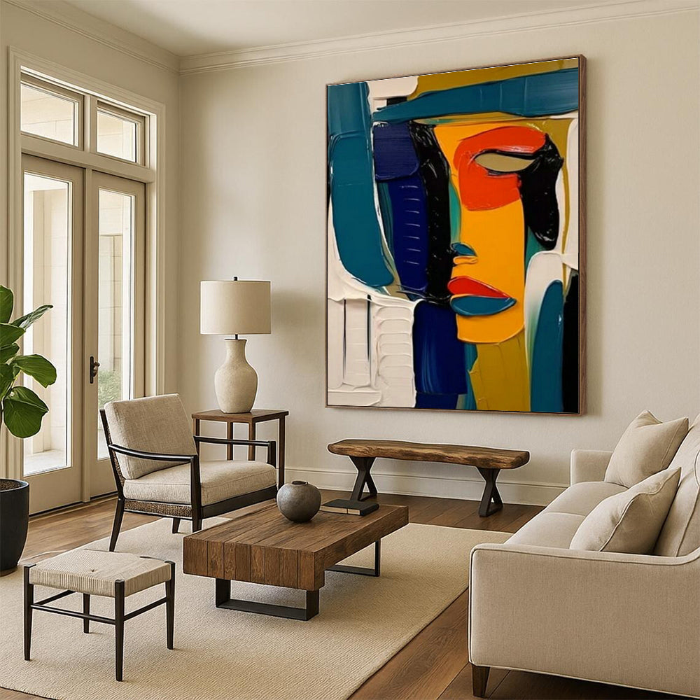 Colorful Abstract Face Art for Modern Art Café & Bohemian - Style Hair Salon DLZ1537
