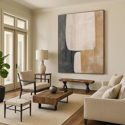 Repeated Geometric Patchwork Abstract Art for Minimalist Office & Contemporary Art Show DLZ1946