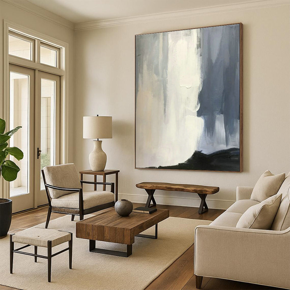 Gray - White Gradient Abstract Art for Nordic Study & Corporate Office Lounge DLZ1455