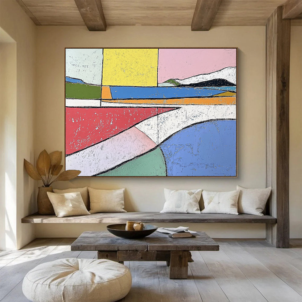 Geometric Landscape Collage Art for Contemporary Office Lounge & Art - Centric Café SC061