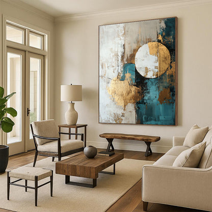 Gold and Teal Abstract for Luxury Hotel Lobby & Contemporary Office STSC193