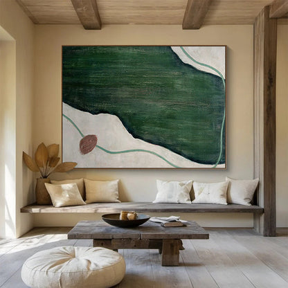 Green - White Geometric Abstract for Modern Wellness Center DLZ2994