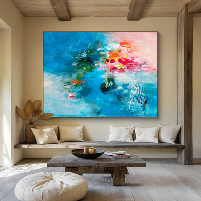 Blue - Based Floral Abstract Art for Serene Bedrooms DLZ2414