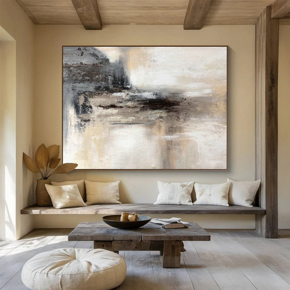 Gray - Brown Abstract Landscape Art for Industrial Loft Home Offices DLZ2666