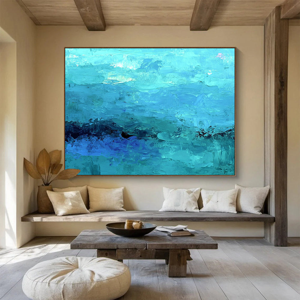 Blue Ocean Abstract Art for Coastal Home Living Room & Beachside Hotel SC201