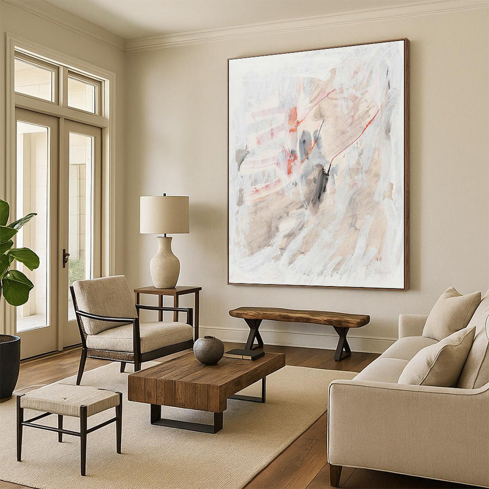 Soft Color Abstract Art for Minimalist Bedroom & Calming Yoga Studio DLZ2230
