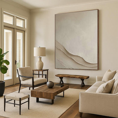 Beige Textured Abstract Art for Minimalist Bedroom & Wellness Retreat DLZ1996