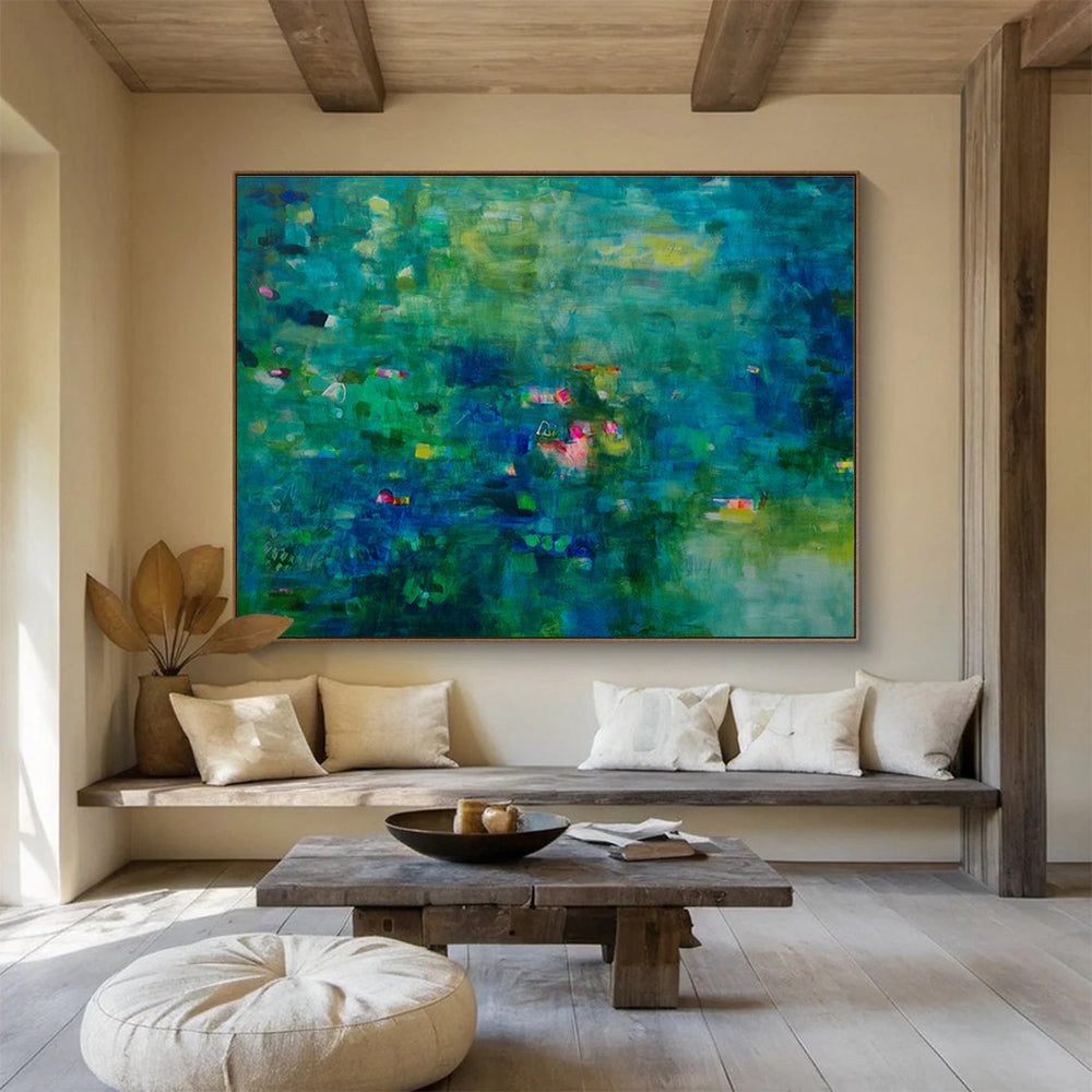 Green - Blue Deep Abstract Art for Calming Meditation Spaces DLZ2421