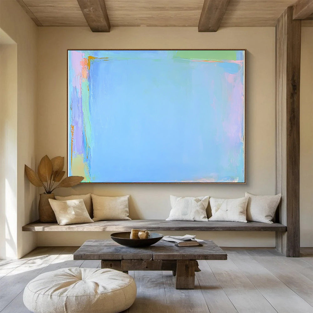 Soft Blue with Edges Art for Coastal Spa & Relaxation Room SC377
