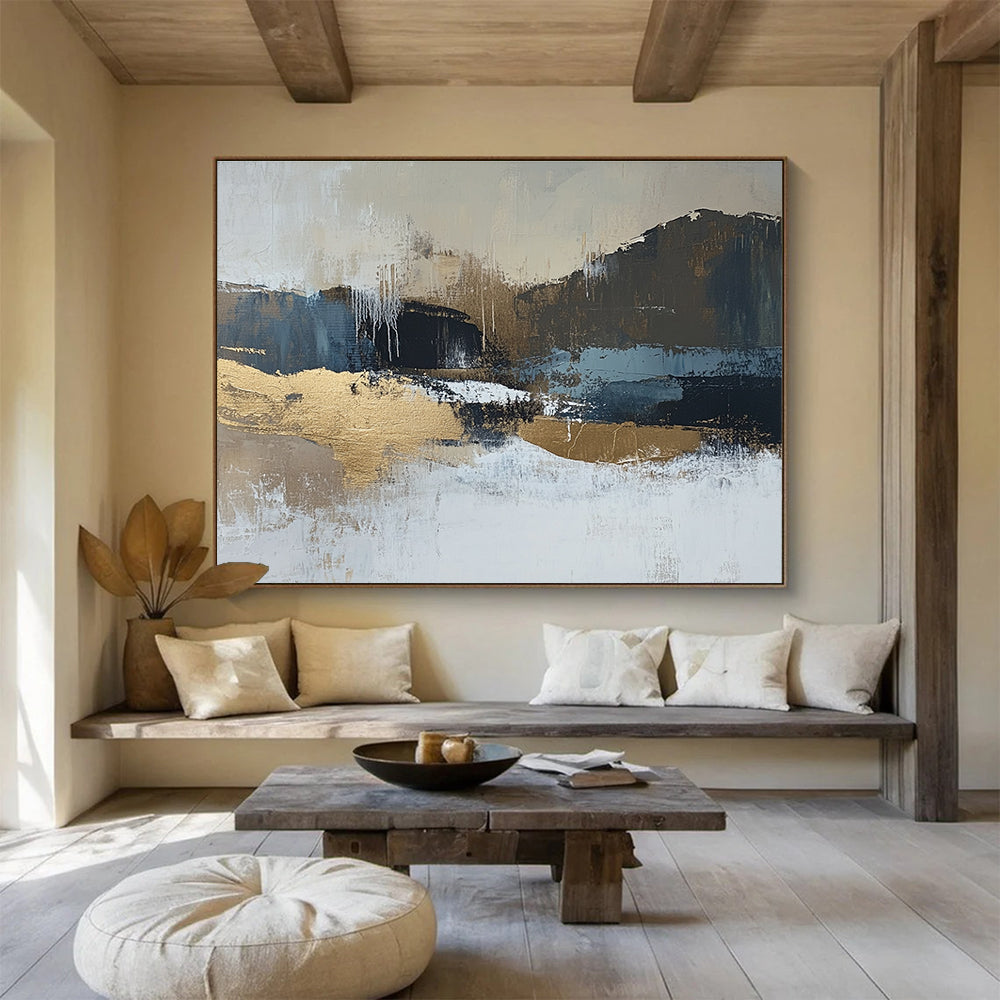 Gold - Accented Landscape Abstract Art for Luxury Hotel Lobby & Upscale Home Office SC226