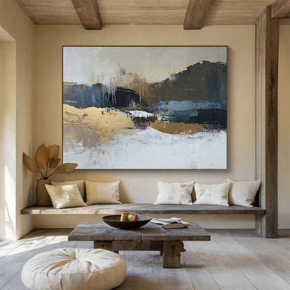 Gold - Accented Landscape Abstract Art for Luxury Hotel Lobby & Upscale Home Office SC226