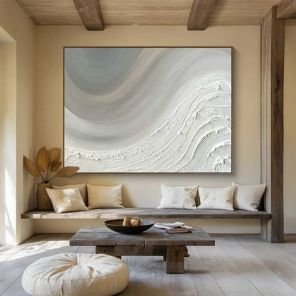 Gray - White Wave Abstract for Minimalist Home Office DLZ2968
