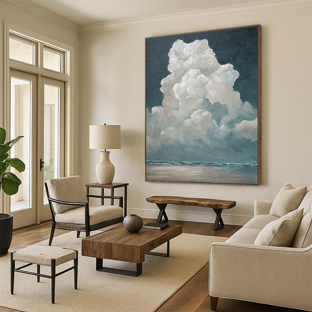 Cloudy Sea View Art for Nautical Home Living Room & Coastal Art Gallery DLZ2159