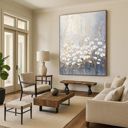 Gray and Gold Floral Abstract for Luxury Bedroom & Sophisticated Lounge STSC318