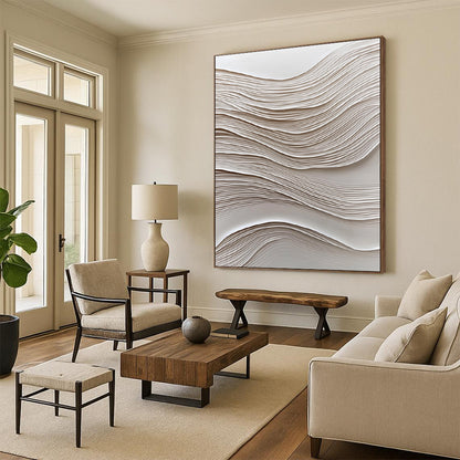 White Wavy Textures for Minimalist Bedroom & Contemporary Art Exhibition STSC965