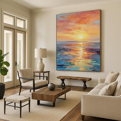 Sunset Ocean View Art for Coastal Home Bedroom & Beachfront Restaurant DLZ1533