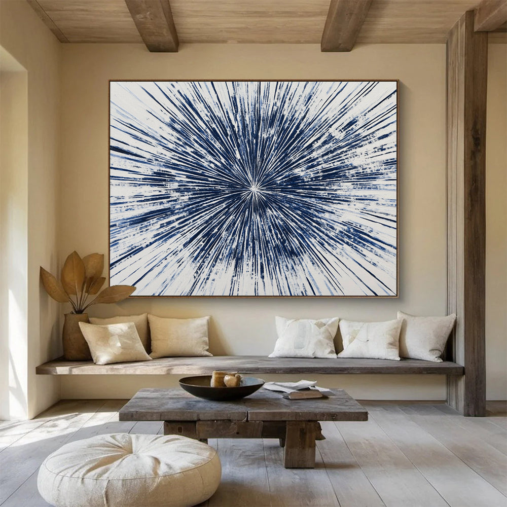 Blue Radial Burst Art for Modern Office Lobby & Art Gallery SC430