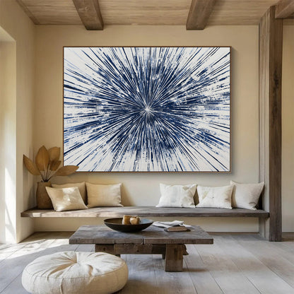 Blue Radial Burst Art for Modern Office Lobby & Art Gallery SC430