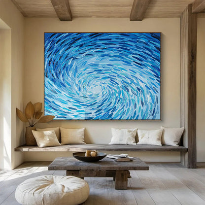 Blue Swirl Abstract Art for Nautical - Themed Restaurant Dining Areas DLZ3173