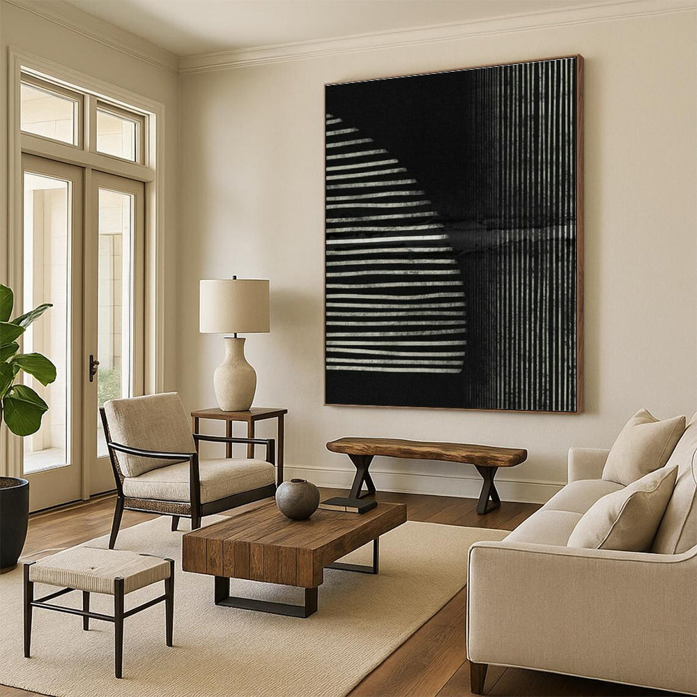Monochrome Striped Art for Modern Gallery & Night Lounge DLZ1382