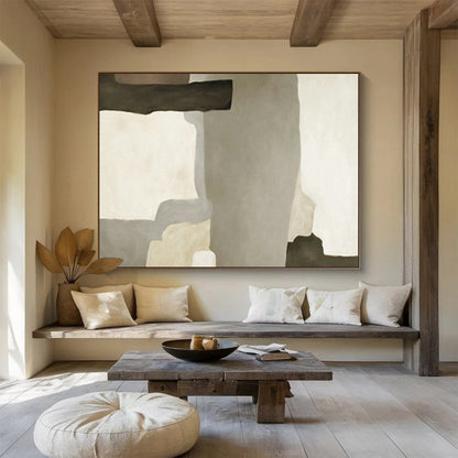 Gray - Brown Geometric Abstract for Minimalist Living Room DLZ2991