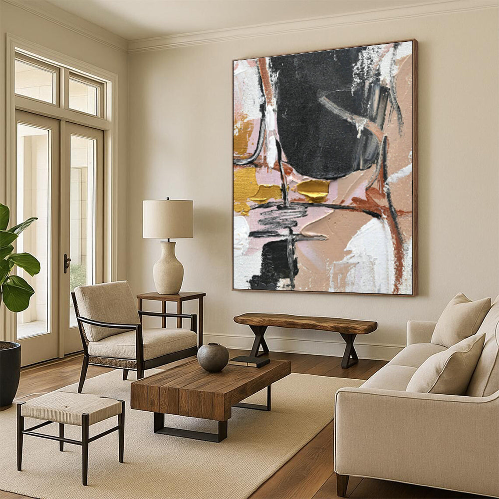 Pink - Gold Abstract for Bohemian - Style Boutique & Glamorous Bedroom DLZ0882
