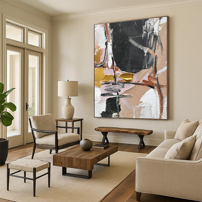 Pink - Gold Abstract for Bohemian - Style Boutique & Glamorous Bedroom DLZ0882
