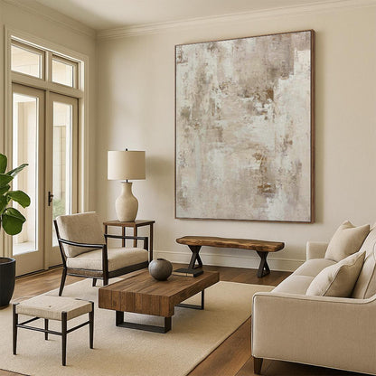 Beige - Gray Textured Abstract Art for Cozy Living Room Corners DLZ0245