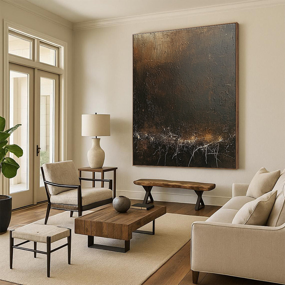 Dark Textured Abstract Art for Industrial - Chic Loft & Introspective Home Study STSC1429