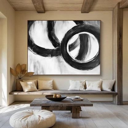 Black Circular Forms Art for Bohemian - Style Café & Art Studio SC013