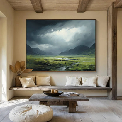 Mountain Landscape Oil Painting for Rustic Cabin Bedrooms DLZ2554