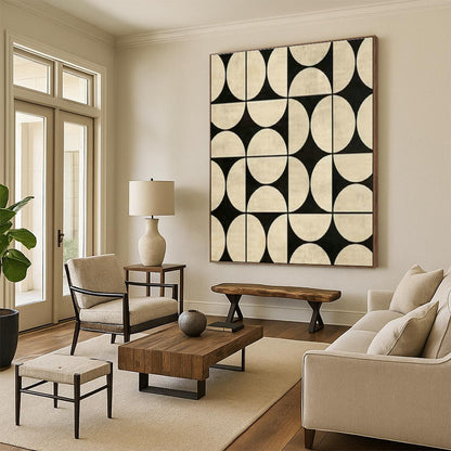 Black and White Geometric Pattern Art for Mid - Century Modern Home & Contemporary Design Studio DLZ1984