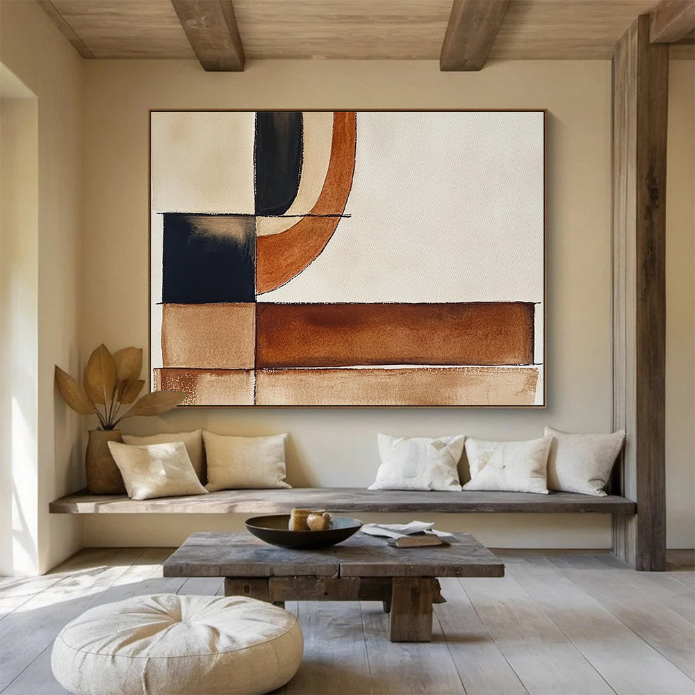 Earth - Tone Geometric Shapes Art for Rustic - Chic Café & Bohemian Home SC394