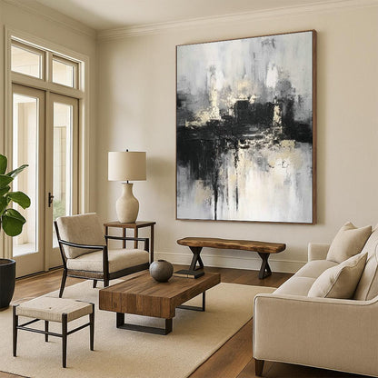 Black - White - Gray Abstract Art for Sophisticated Library & Industrial - Style Loft DLZ0866