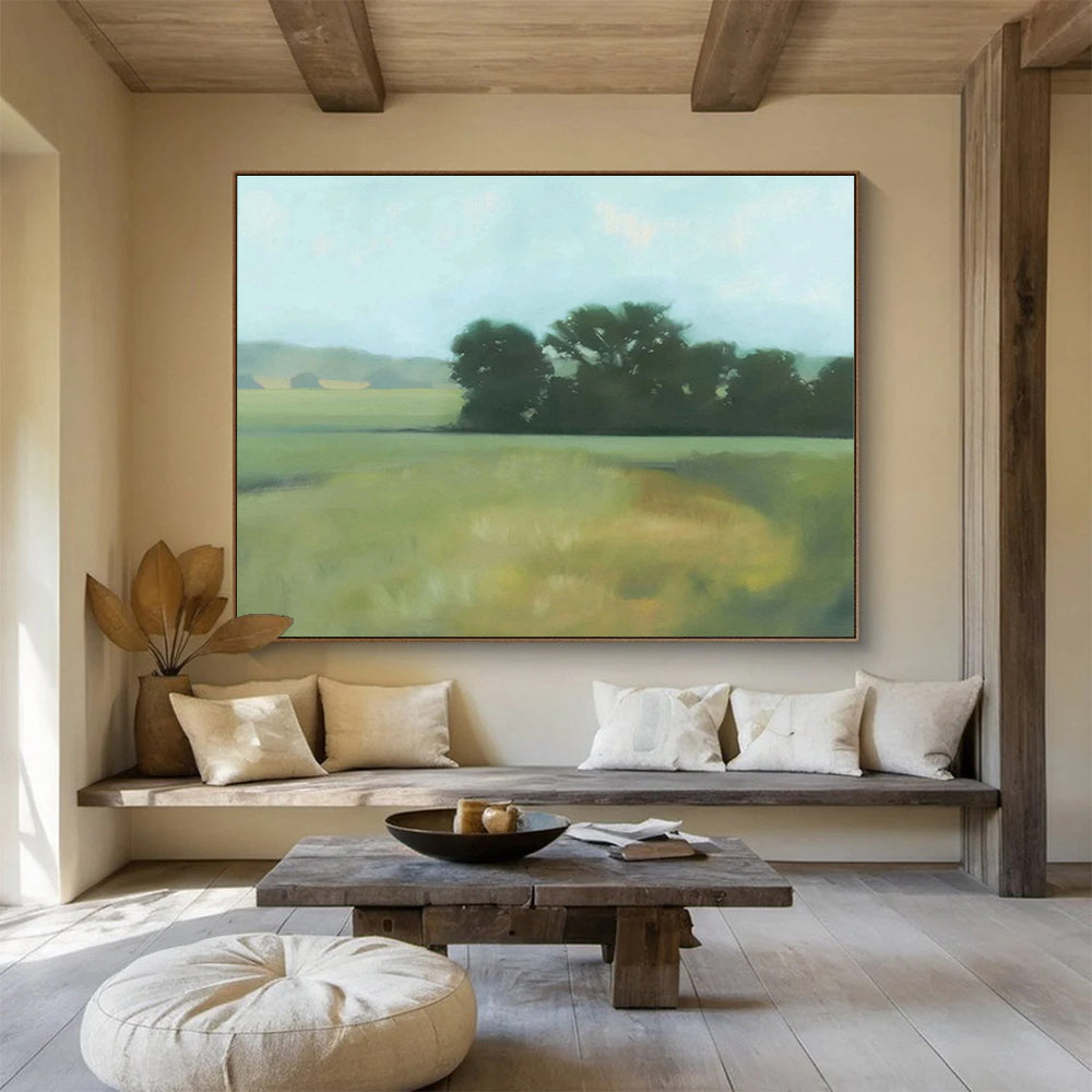 Serene Field Landscape Art for Calming Yoga Studio DLZ2810