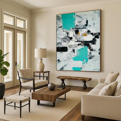 Blue - Grey Geometric Abstract Art for Minimalist Study & Industrial - Chic Loft DLZ1354