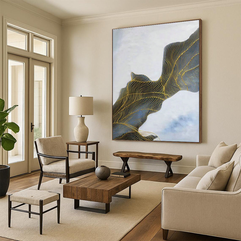 Gold - Line Landscape Abstract Art for Living Room & Hallway DLZ0547