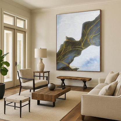Gold - Line Landscape Abstract Art for Living Room & Hallway DLZ0547