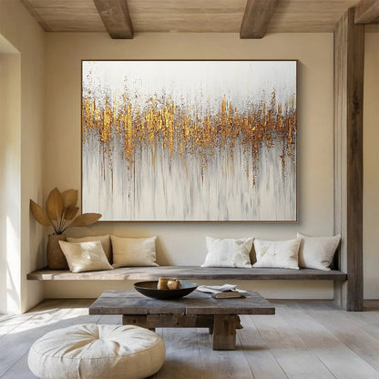 Gold - Accented Abstract Art for Luxury Hotel Lobby & Modern Home Dining Room SC209