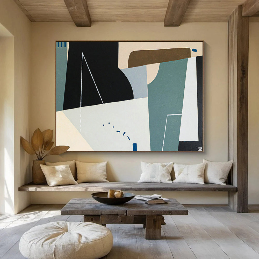 Gray - Green Geometric Abstract for Minimalist Office DLZ2937