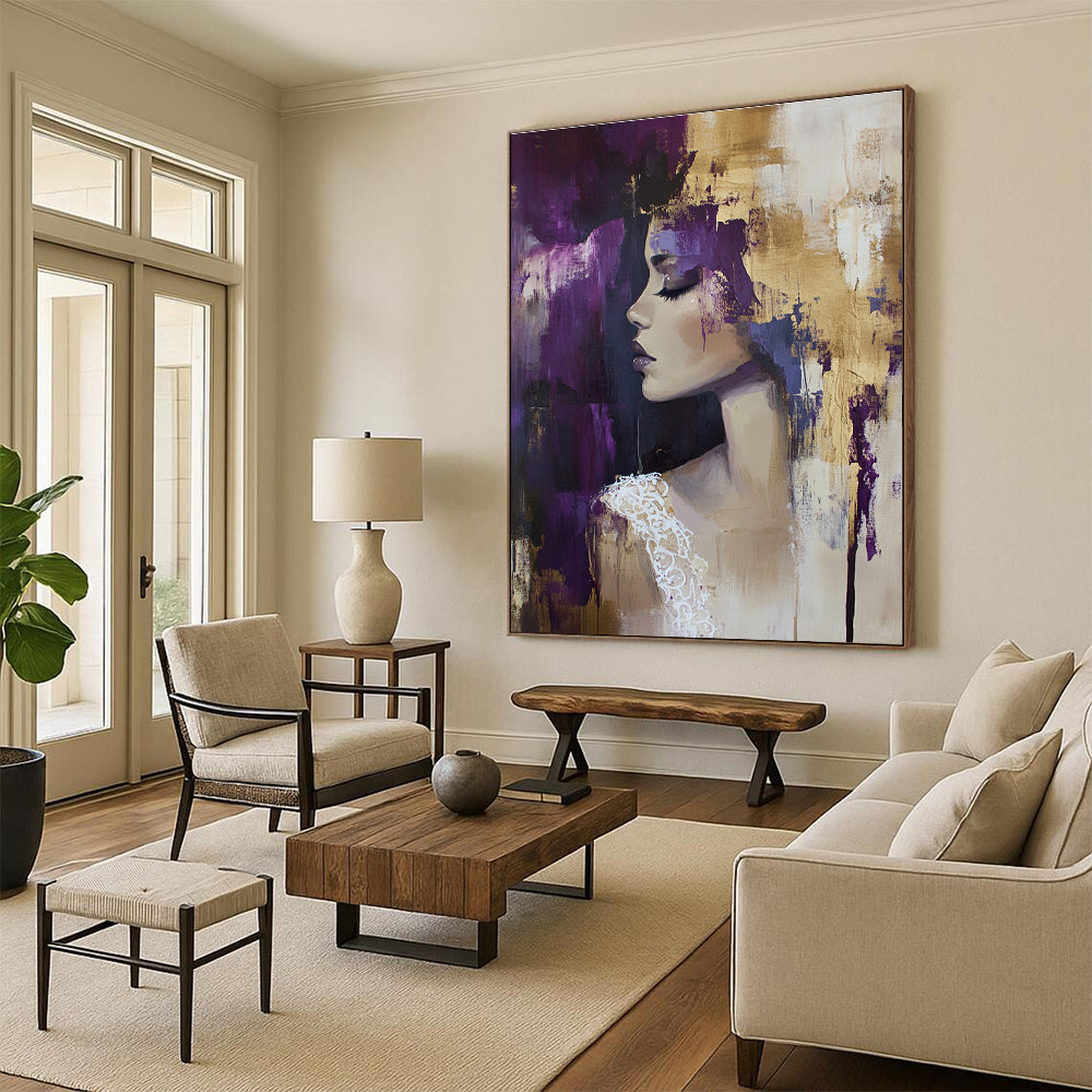 Woman with Purple and Gold Abstract Background for Luxury Beauty Salon & Art - Centric Lounge STSC177