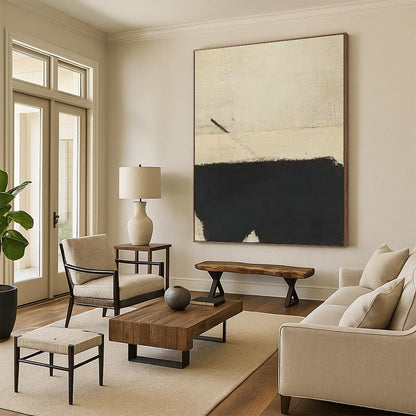 Beige - Black Minimalist Art for Industrial Loft & Art - Loving Home Office DLZ2074