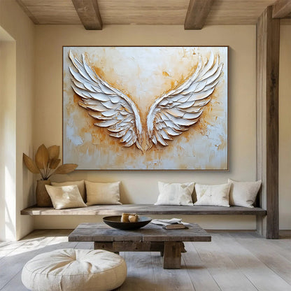 White Angel Wings Art for Spiritual Retreat & Bohemian - Style Home SC004