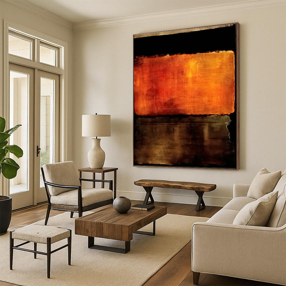 Textured Orange - Black Abstract Art for Contemporary Art Space & Industrial - Style Café DLZ2312