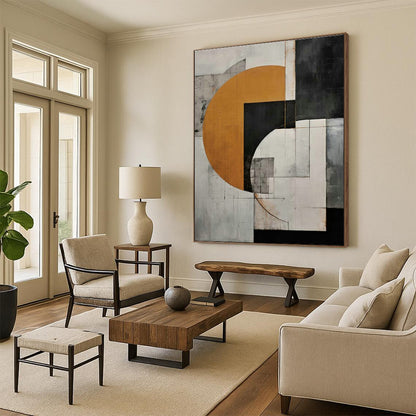 Circular Geometric Abstract Art for Contemporary Living Room & Design - Focused Studio DLZ2122