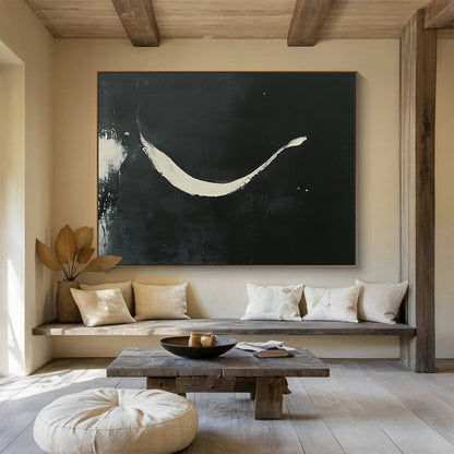 Black and White Stroke Art for Minimalist Bedroom & Modern Gallery SC186