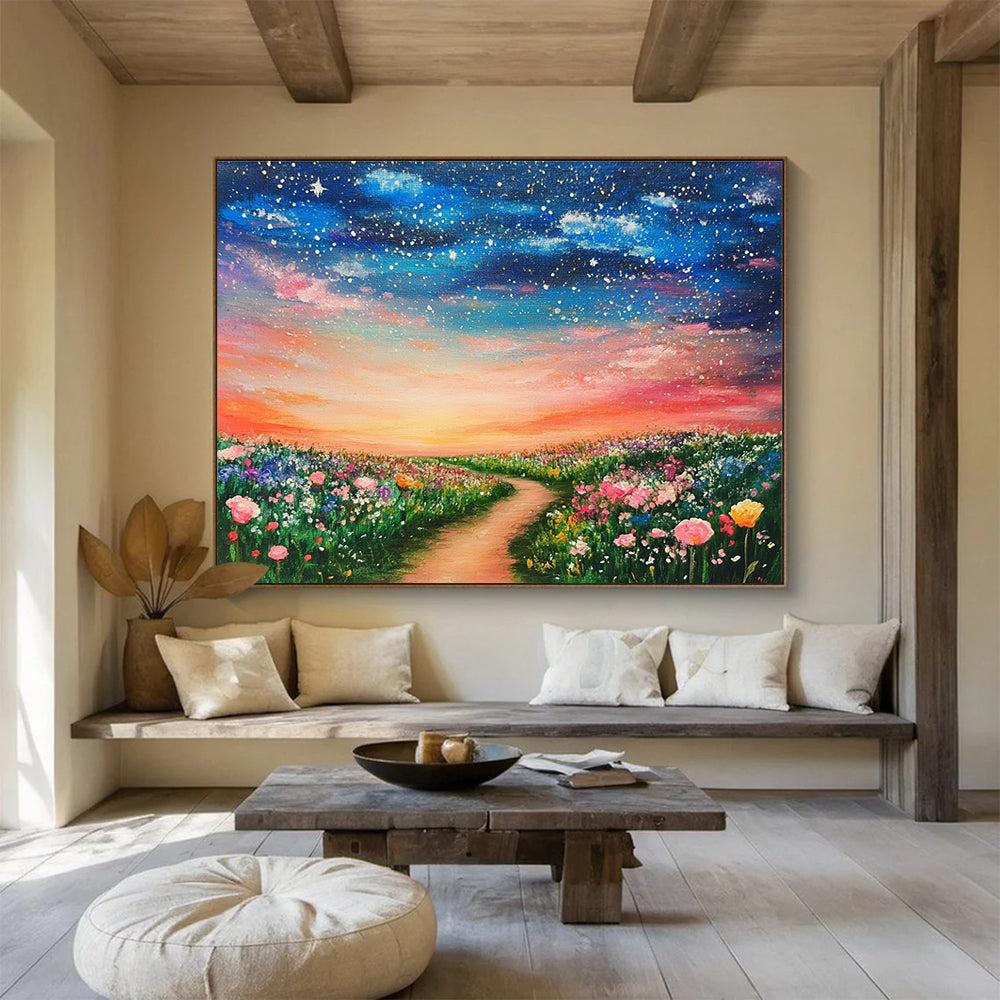 Colorful Flower Field Path Art for Garden - Themed Restaurant & Wedding Venue SC397