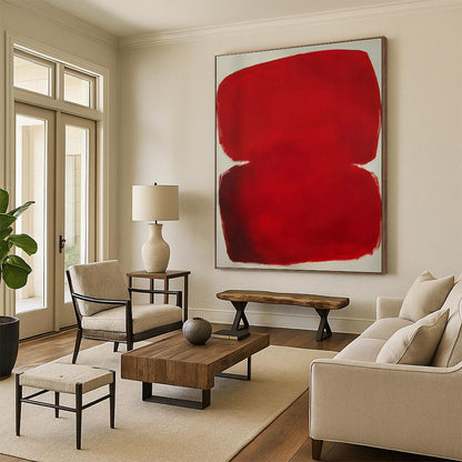Red Color Block Art for Modern Art Gallery & Bold Home Entrance DLZ1766